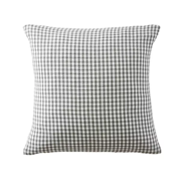Taie d'oreiller carr�e gaze de coton (80 x 80 cm) Ga�a Vichy Vert romarin