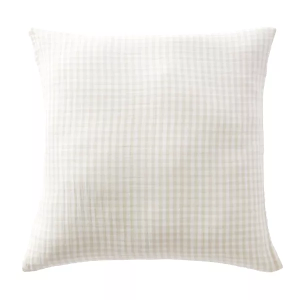 Taie d'oreiller Carr�e gaze de coton (80 x 80 cm) Ga�a Vichy Beige