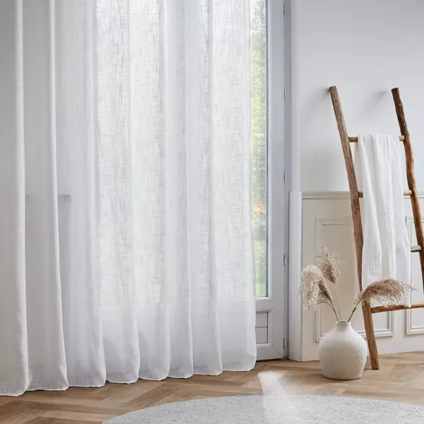 Bredt linnedeffekt gardin (400 x 240 cm) Robin Hvid