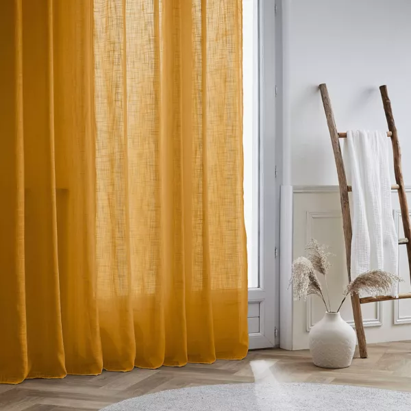 Breed gordijn met linnen effect (400 x 240 cm) Robin Geel Oker