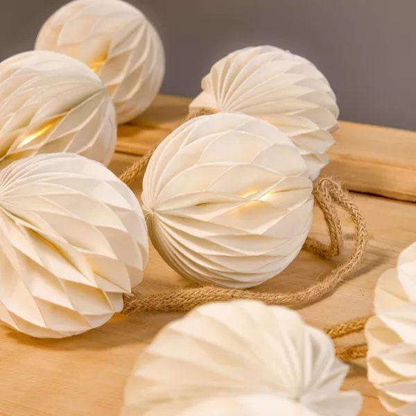 Guirnalda luminosa decorativa a pilas LED (160 cm) Bolas con cierre magn�tico Blanco c�lido