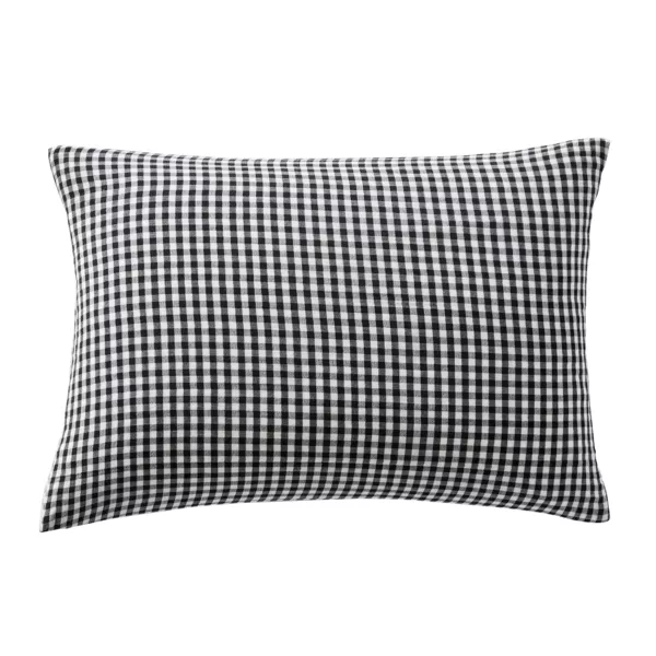 Rechteckiger Musselin-Kopfkissenbezug (50 x 70 cm) Ga�a vichy Schwarz