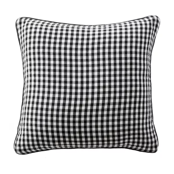 Cuscino quadrato in garza di cotone (45 x 45 cm) Gaïa vichy Nero