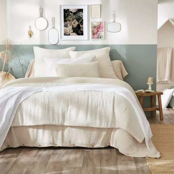 Runner letto in garza di cotone (90 x 200 cm) Ga�a vichy Beige