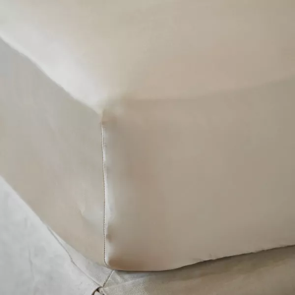 S�bana bajera en sat�n de bamb� (180 x 200 cm) Sienna Beige pampa