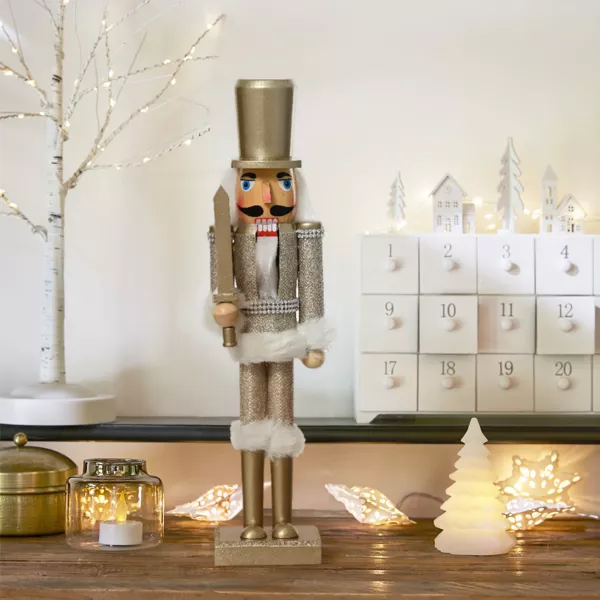 Houten Notenkraker Soldaat (H38 cm) Champagne Ridder