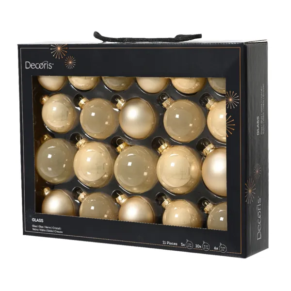 Set van 21 kerstballen van glas (�50 tot 70 mm) Gemengd Parel Kristal