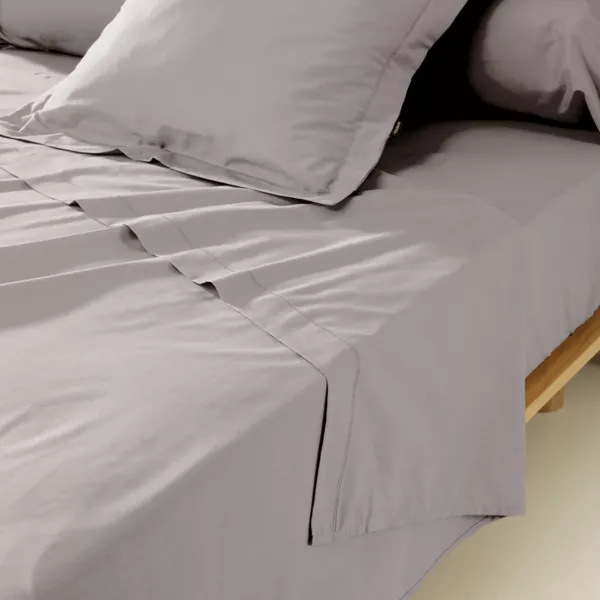 Drap plat percale de coton (240 x 300 cm) Cali Gris clair