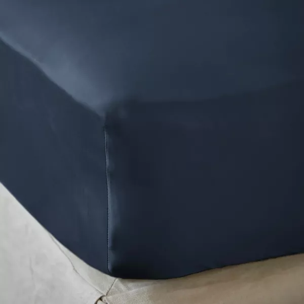 Lenzuolo sotto con angoli in raso di bamb� (90 x 200 cm) Sienna Blu notte