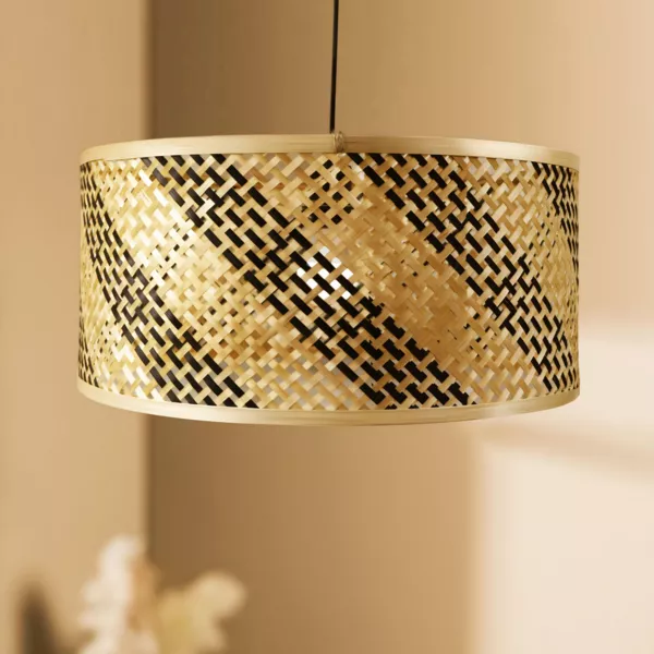 Hanglamp van bamboe (D50 cm) Frontera Zwart en natuurlijk