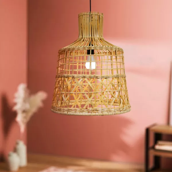 Doorschijnende hanglamp van bamboe (H50 cm) Pamplona Natuurlijk