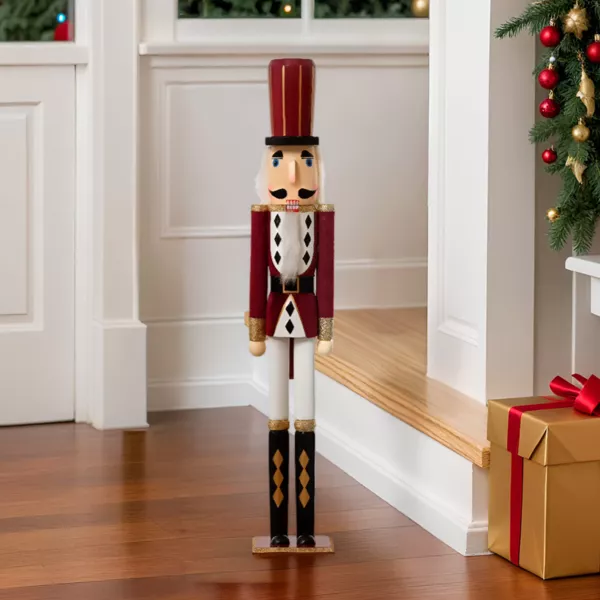 Houten Notenkraker Soldaat (H76 cm) Gustave Wijnrood