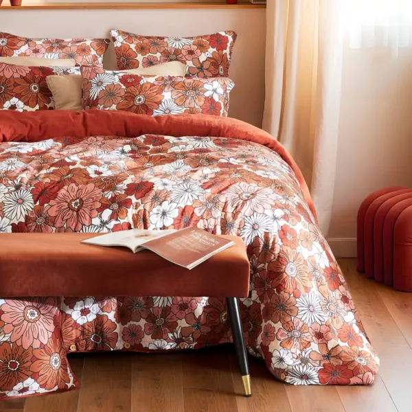 Copripiumino in garza di cotone (140 x 200 cm) Ga�a azalea Terracotta