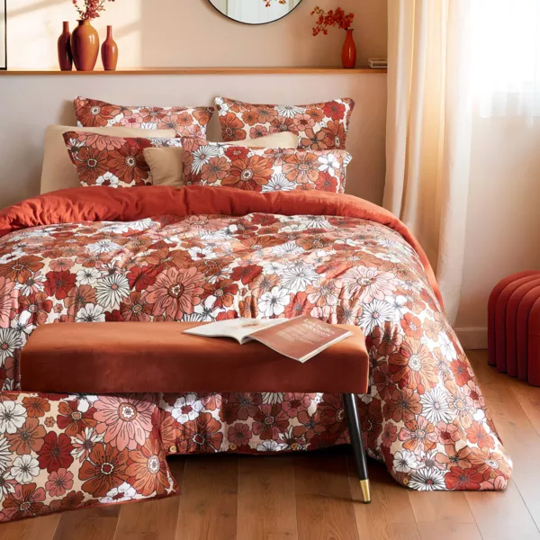 Housse de couette gaze de coton (240 x 220 cm) Ga�a azal�e Terracotta