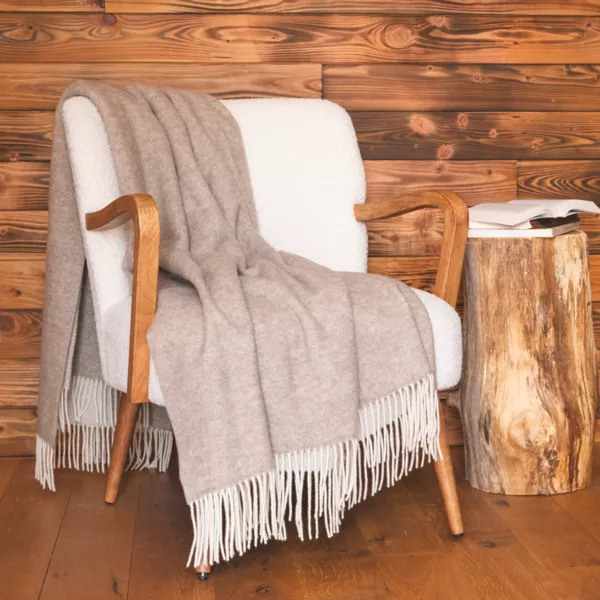 Plaid in lana e cashmere (140 x 200 cm) Côme Beige