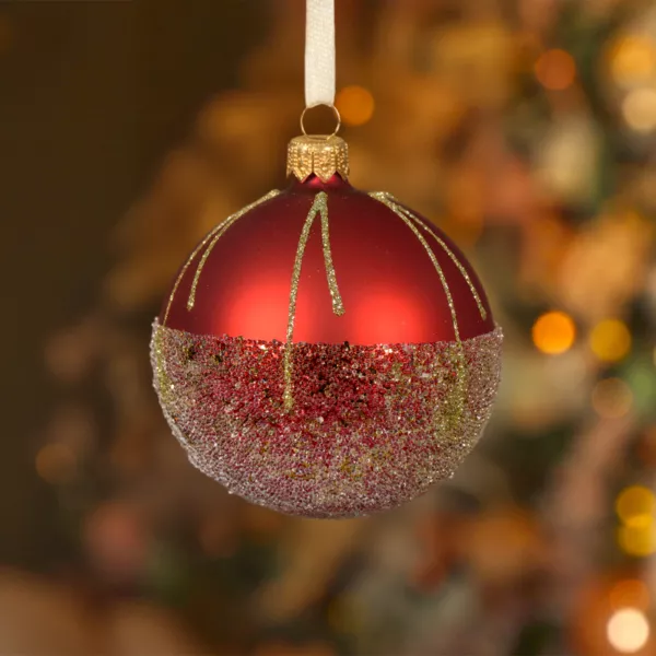 Set di 6 palline di Natale in vetro (D80 mm) Ballotine Rosso