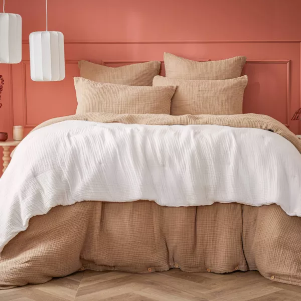 Runner letto quadrupla garza di cotone (90 x 220 cm) Victoria x Ga�a Bianco chantilly