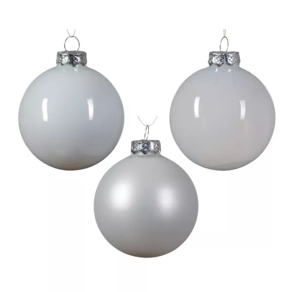 Set van 21 glazen kerstballen Assortiment Winter Wit Kristal