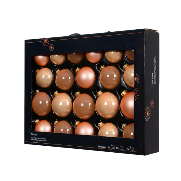 Lot de 21 boules de No�l en verre (D60 � 75 mm) Assorties Cristal P�che