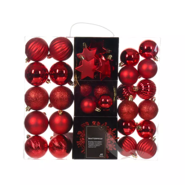 Kit de decoraci�n de �rbol de Navidad (40 pcs) Cristal Rojo
