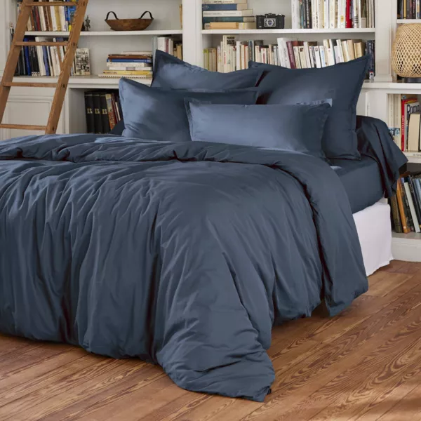 Bomuldspercale dynebetr�k (240 x 220 cm) Cali Marinebl�