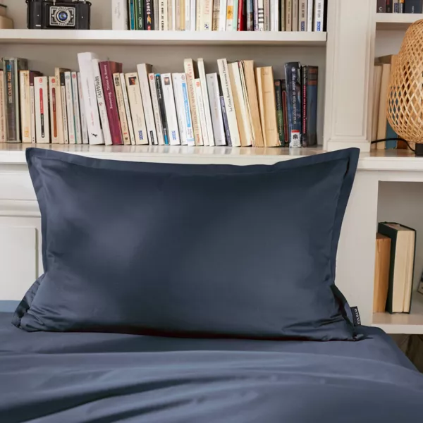 Federa rettangolare percalle di cotone (80 cm) Cali Blu marino