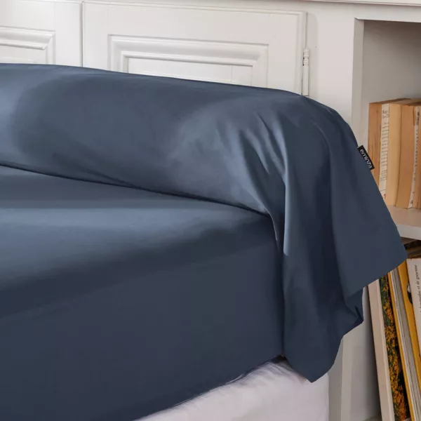Federa cuscino a rullo percalle di cotone (L185 cm) Cali Blu marino