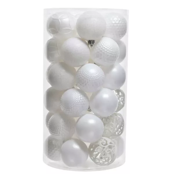 Lot de 37 boules de No�l (D60 mm) Alpine mix Blanc