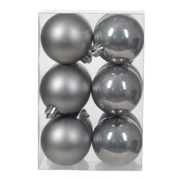 Lot de 12 boules de No�l (D60 mm) Alpine Gris marbre
