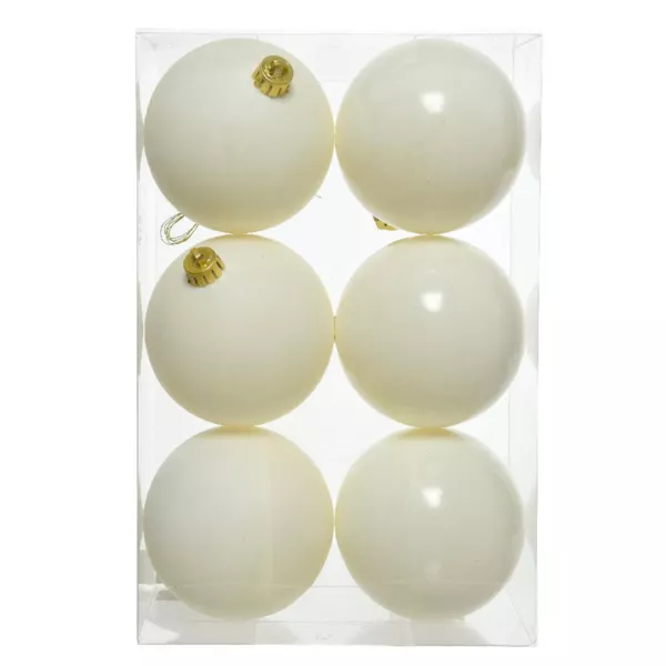 6er Set Weihnachtskugeln (D80 mm) Alpine Wollwei�