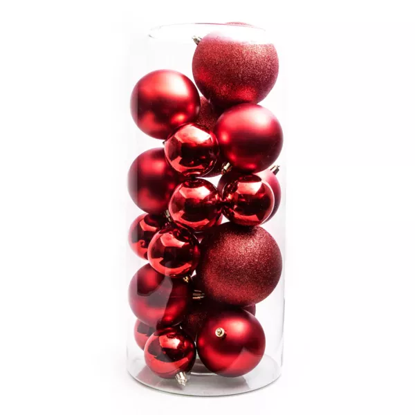 Lot de 20 boules de No�l assorties New Alpine Rouge