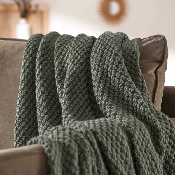 Strickdecke (125 x 150 cm) Tessa Khaki-Gr�n