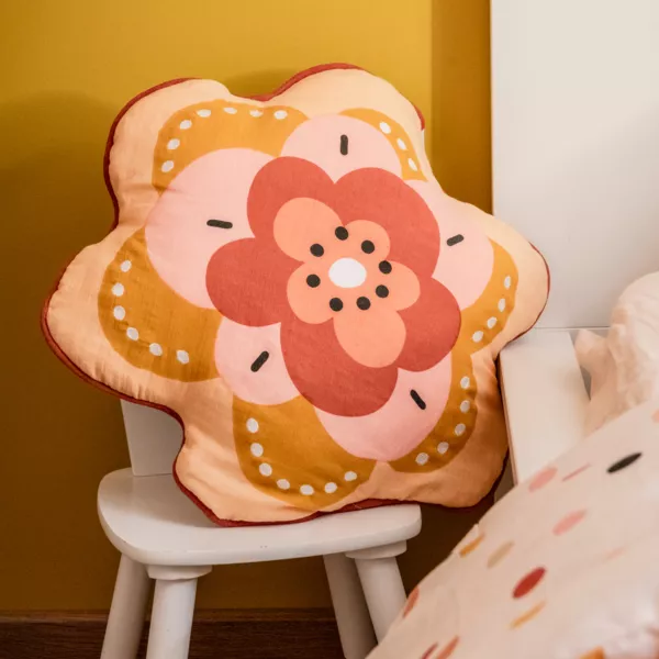 Cuscino rotondo per bambini in cotone (47 x 45 cm) Barbotine Multicolore