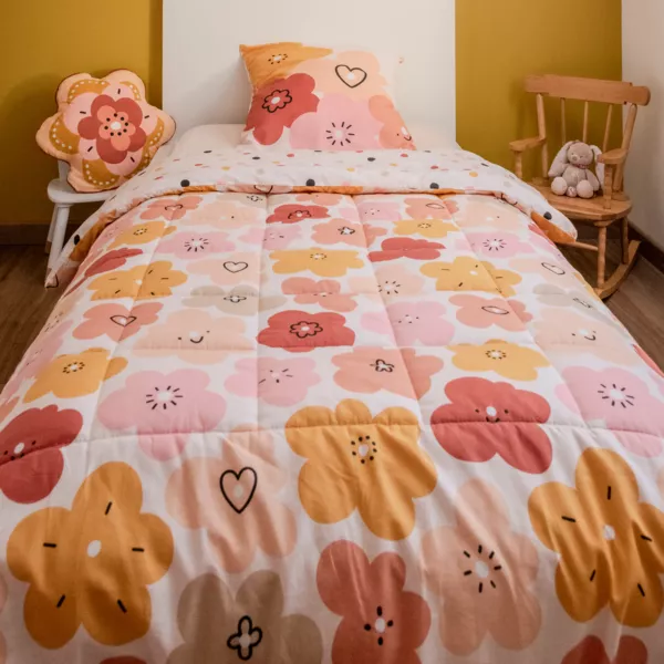 Couette imprim�e enfant coton (140 x 200 cm) Barbotine Multicolore