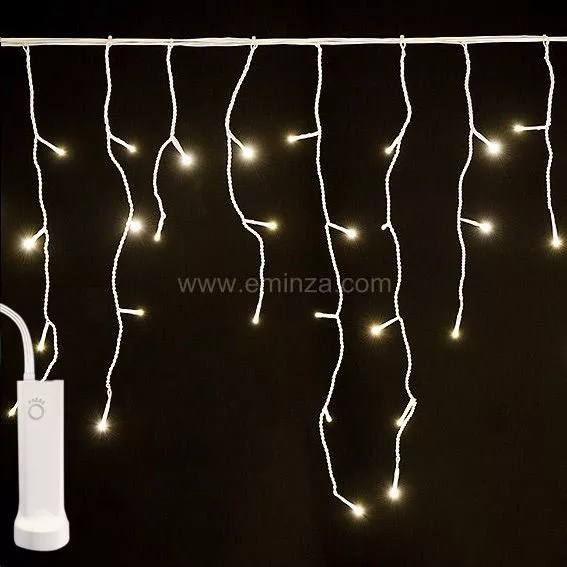 Stalactite lumineuse � piles 14 m 384 LED c�ble blanc Durawise Blanc chaud