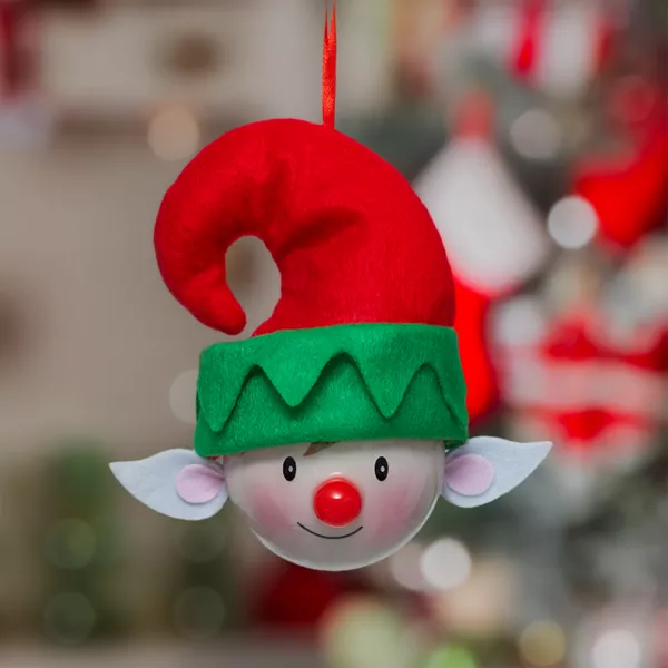 Boule de No�l (D75 mm) Lutin au nez rouge