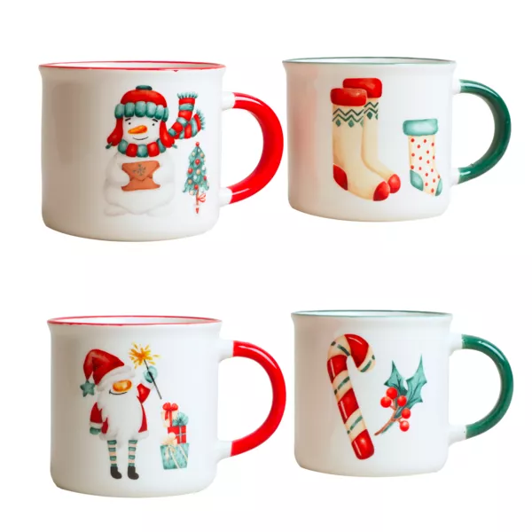 Lote de 4 Tazas de Navidad Dulce Navidad Multicolor