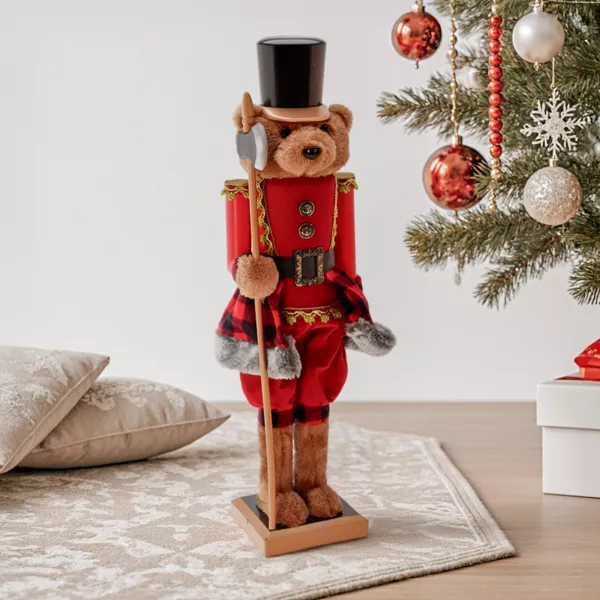 Notenkraker Beer (H60 cm) Misha de Soldaat Rood en Zwart