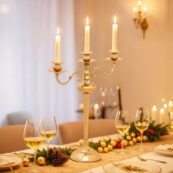 Gouden metalen kandelaar (H50 cm) Feestelijke Kerst