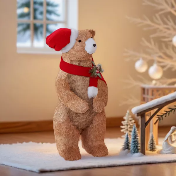 Orso decorativo in legno (H73 cm) Gulliver curioso Marrone chiaro