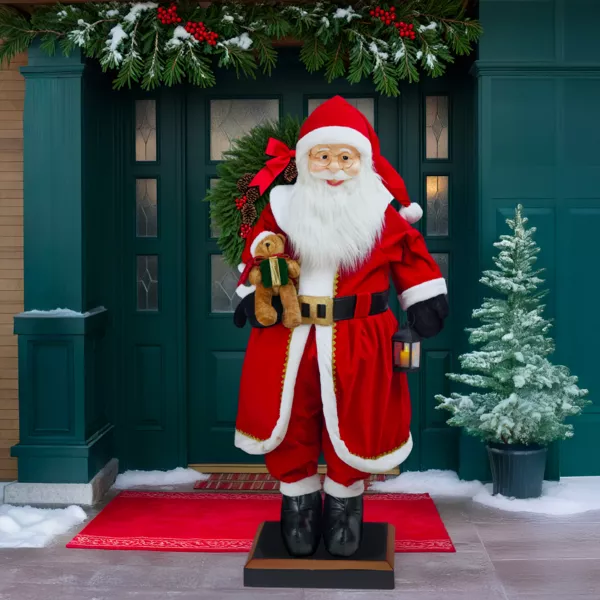 Musikalischer und Beleuchteter Riese (H200 cm) Weihnachtsmann und Teddyb�r