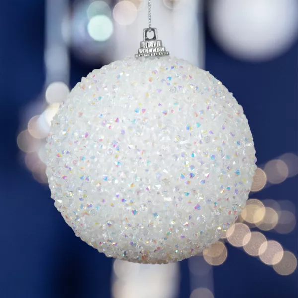 Set di 12 palline di Natale (D80 mm) Glitter Bianco