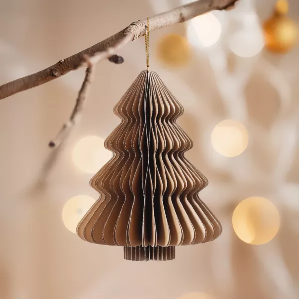 Papirjuletr� til oph�ngning (H15 cm) Magnetisk lukning Brun