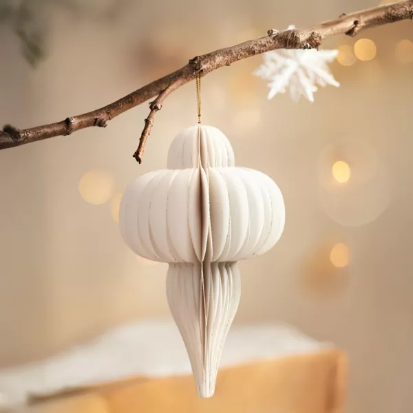 Suspension de No�l en papier (H20 cm) fermeture Magn�tique Blanc