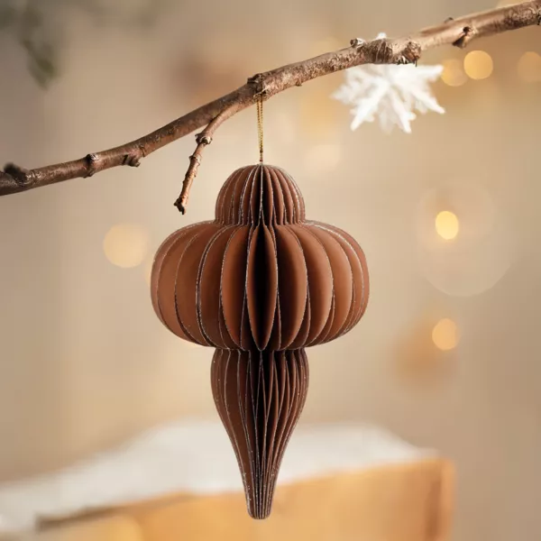 Suspension de No�l en papier (H20 cm) fermeture Magn�tique Brun caf�