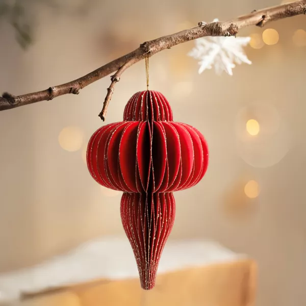 Adorno de Navidad colgante de papel (H20 cm) con cierre magn�tico Rojo
