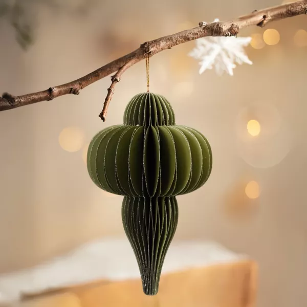 Adorno de Navidad de papel con cierre magn�tico (H20 cm) Verde romero