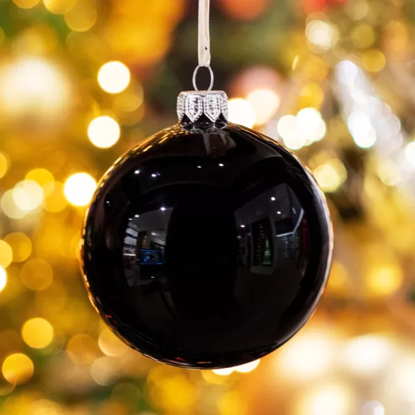 Lot de 4 boules de No�l en verre (D100 mm) Arctique brillante Noir