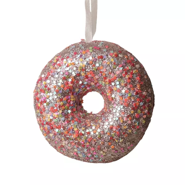 Weihnachtsdonut zum Aufh�ngen (D9 cm) Glitzerndes rosa Leckerbissen
