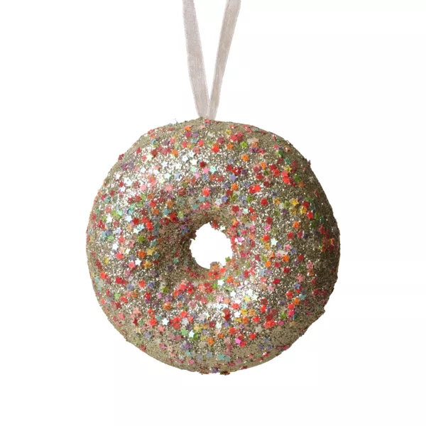 Donut de No�l � suspendre (D9 cm) Gourmandise Vert paillet�
